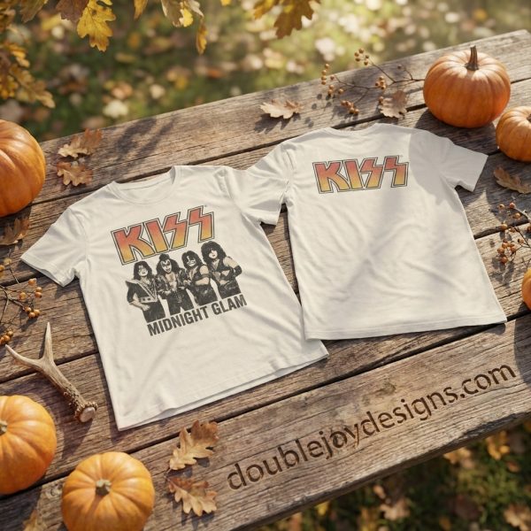 KISS Midnight Glam Scream Vintage Retro Cream Rock Band Graphic T-Shirt