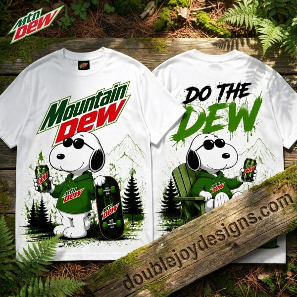 Snoopy Mountain Dew Do The Dew Cool Skateboard Graphic T-Shirt