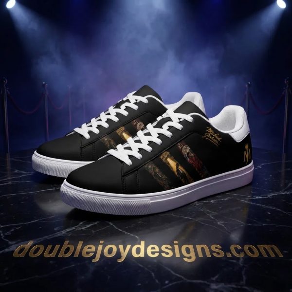 Michael Jackson King of Pop Custom Graphic Black and White Low Top Sneakers