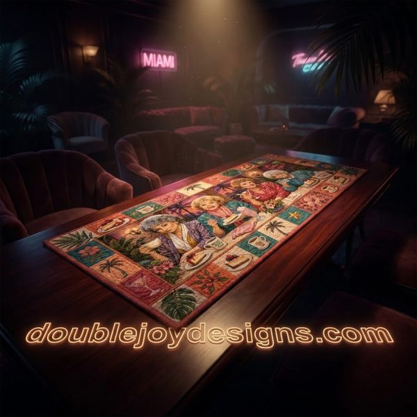 Golden Girls Retro Miami Tropical Cheesecake Club Personalized Gift Quilted Table Runner