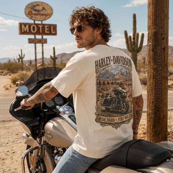 Harley-Davidson Ride Hard Stay Wild Vintage Biker 3D Graphic T-Shirt