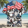 Patriotic American Flag Motocross Dirt Bike Racing Men's Short Sleeve Hawaiian Shirt