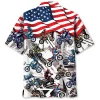 Patriotic American Flag Motocross Dirt Bike Racing Men's Short Sleeve Hawaiian Shirt