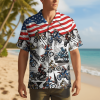 Patriotic American Flag Motocross Dirt Bike Racing Men's Short Sleeve Hawaiian Shirt