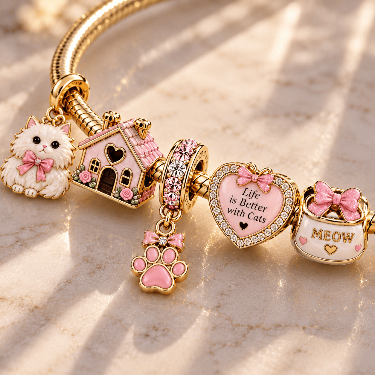 PSA PTT Luxury 14K Gold Plated Adjustable Dainty Jewelry Charm Bracelet Set PSA PTT Luxury 14K Gold Plated Adjustable Dainty Jewelry Charm Bracelet Set