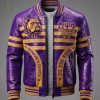 Omega Psi Phi Que Dogs Fraternity Purple and Gold Crocodile Texture Premium Leather Zipper Jacket