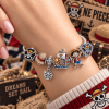 One Piece Anime Luffy Straw Hat Pirates Thousand Sunny Silver Charm Bracelet Set