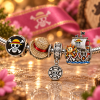 One Piece Anime Luffy Straw Hat Pirates Thousand Sunny Silver Charm Bracelet Set