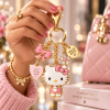 BaubleBar x Hello Kitty Gold Plated Pink Bow and Heart Charm Luxury Keychain Bag Charm