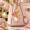 BaubleBar x Hello Kitty Gold Plated Pink Bow and Heart Charm Luxury Keychain Bag Charm