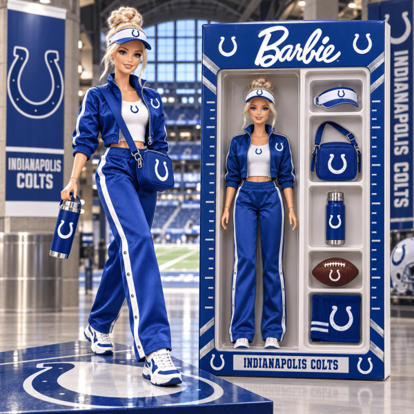 NFL Indianapolis Colts Barbie Style Premium Commemorative Blue Tracksuit Collectible Doll