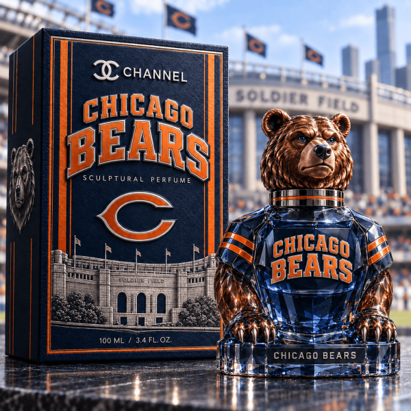 Chicago Bears NFL Football Luxury 3D Bear Shaped Bottle Collectible Fragrance Sculptural Perfume