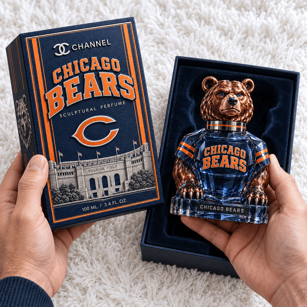 Chicago Bears NFL Football Luxury 3D Bear Shaped Bottle Collectible Fragrance Sculptural Perfume Chicago Bears NFL Football Luxury 3D Bear Shaped Bottle Collectible Fragrance Sculptural Perfume