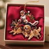 Custom Photo Face Santa Riding Dogs Personalized Dog Lovers Christmas Ornament