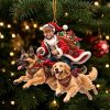 Custom Photo Face Santa Riding Dogs Personalized Dog Lovers Christmas Ornament