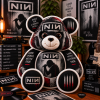 Nine Inch Nails NIN Industrial Rock Band Merch Custom Gothic Bear Shaped Decorative Plush Pillow