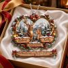 Personalized Deer Couple God Blessed The Broken Road Custom Name Date Rustic Heart Rearview Mirror Car Hanging Ornament