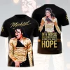 Michael Jackson King of Pop Gold Jacket Dare to Hope All Over Print Graphic T-Shirt