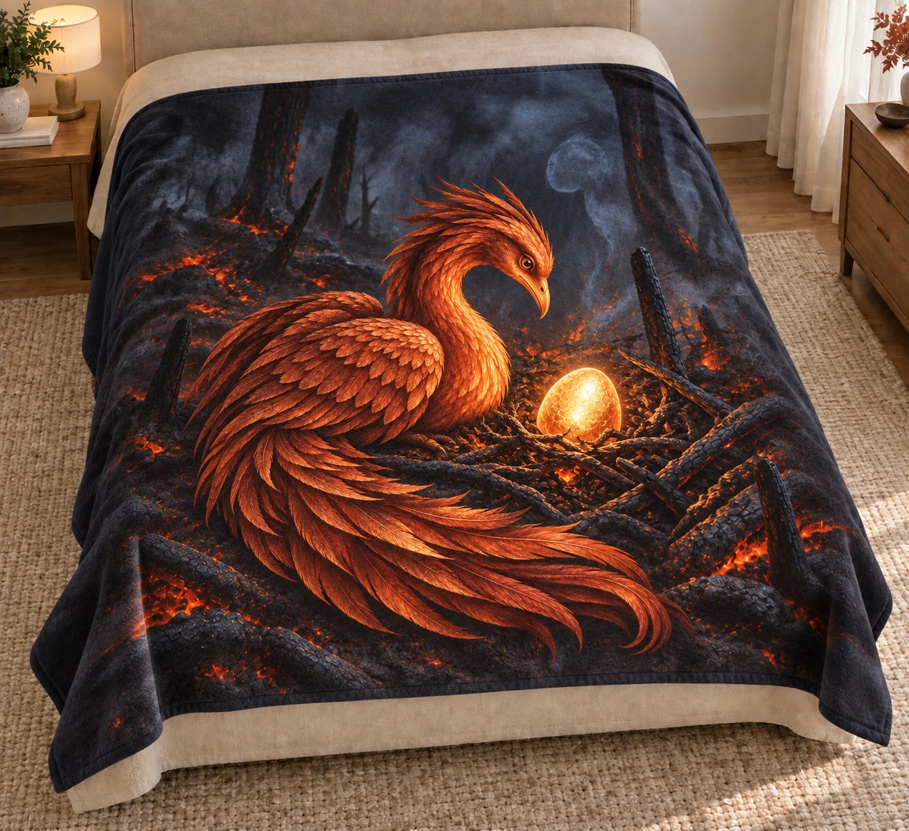 Mythical Fire Phoenix Ember Rebirth Fantasy Art Cozy Soft Fleece Throw Blanket Mythical Fire Phoenix Ember Rebirth Fantasy Art Cozy Soft Fleece Throw Blanket