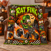 Rat Fink Retro Hot Rod Monster Spooky Halloween Graveyard Cozy Fleece Blanket