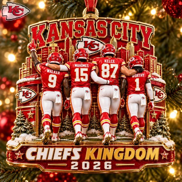 Kansas City Chiefs Kingdom 2026 Commemorative Mahomes Kelce Football Christmas Ornament