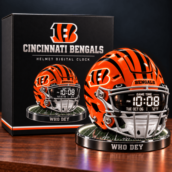 Cincinnati Bengals NFL Who Dey LED Desk Football Helmet Digital Clock