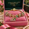 Alpha Kappa Alpha 1908 Sorority Luxury Gold Pink and Green Ivy Leaf Charm Bracelet