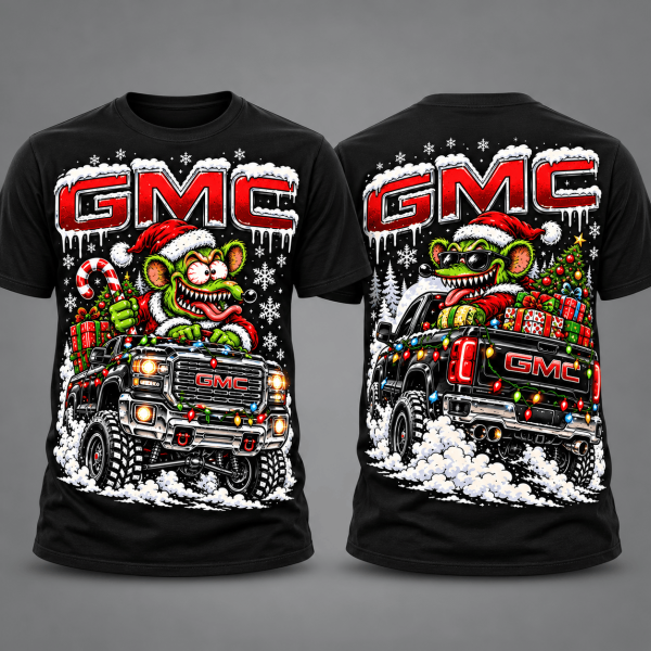 GMC Christmas Classic Pickup Truck Santa Green Monster Graphic T-Shirt