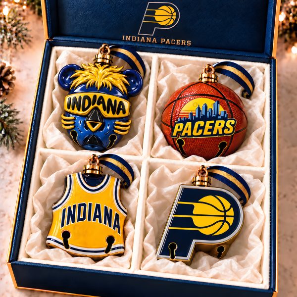 Indiana Pacers NBA Basketball Premium Holiday Gift Boxed Christmas Bell Ornament Set