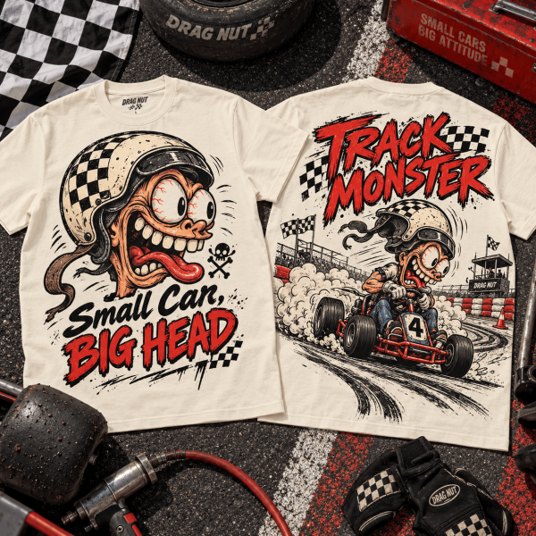 Drag Nut Go Kart Track Monster Funny Racing Graphic T-Shirt