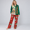 The Wizard Of Oz Christmas Characters Emerald City Festive Satin Long Sleeve Pajama Set