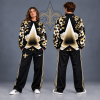 Cincinnati Bengals Premium Distressed Starburst Chevron Crewneck Sweatshirt and Wide Leg Track Pants Set