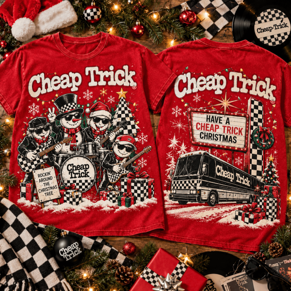 Cheap Trick Rockin Around The Christmas Tree Festive Rock Band Holiday Graphic T-Shirt