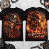 The Scarecrow Of Route 66 Flaming Biker Motorcycle Red Graphic T-Shirt