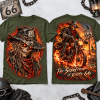 The Scarecrow Of Route 66 Flaming Biker Motorcycle Red Graphic T-Shirt