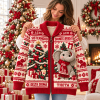 Delta Sigma Theta Sisterhood Shines Bright 3D Elephant Christmas Knit Zip Cardigan Sweater