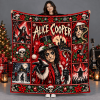 Alice Cooper Rock Legend Gothic Christmas Patchwork Fleece Blanket