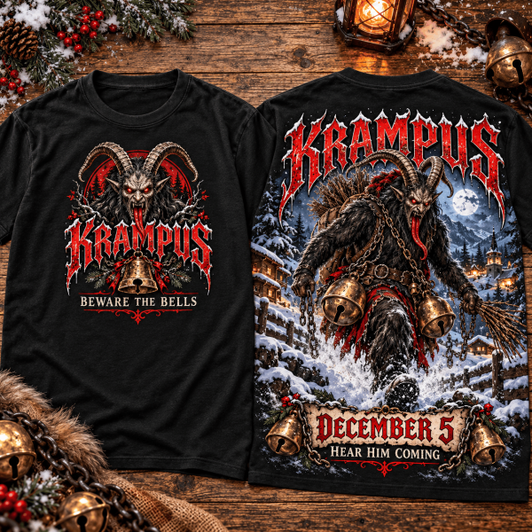 Krampusnacht December 5 Beware The Bells Gothic Horror Graphic T-Shirt