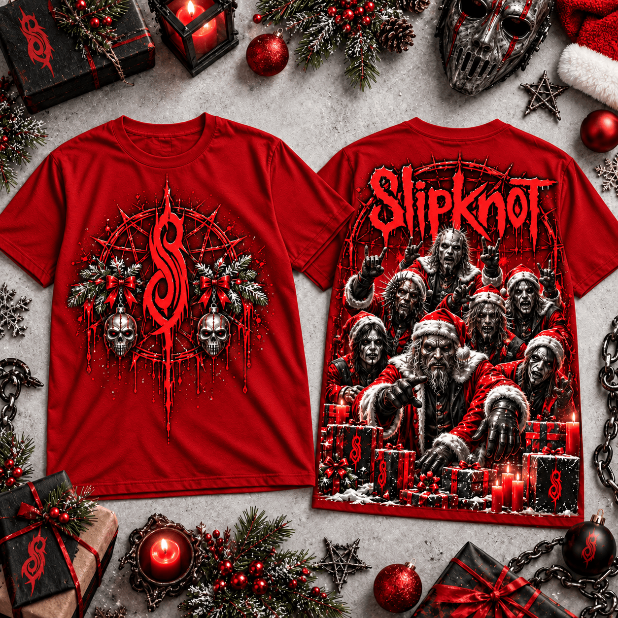 Slipknot Unholy Christmas Gathering Heavy Metal Gothic Holiday Graphic 3D T-Shirt Slipknot Unholy Christmas Gathering Heavy Metal Gothic Holiday Graphic 3D T-Shirt