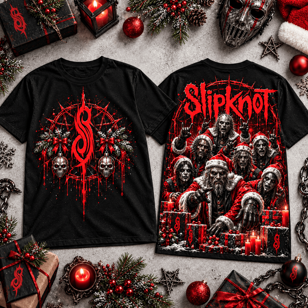 Slipknot Unholy Christmas Gathering Heavy Metal Gothic Holiday Graphic 3D T-Shirt Slipknot Unholy Christmas Gathering Heavy Metal Gothic Holiday Graphic 3D T-Shirt