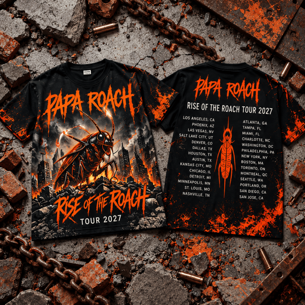 Papa Roach Rise Of The Roach Tour 2027 Apocalypse Monster Rock Band Concert Graphic 3D T-Shirt