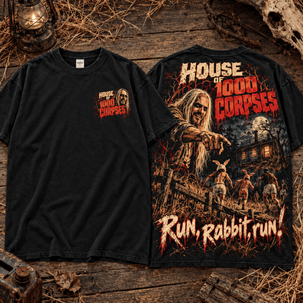 House Of 1000 Corpses Run Rabbit Run Rob Zombie Horror Movie Vintage Wash T-Shirt