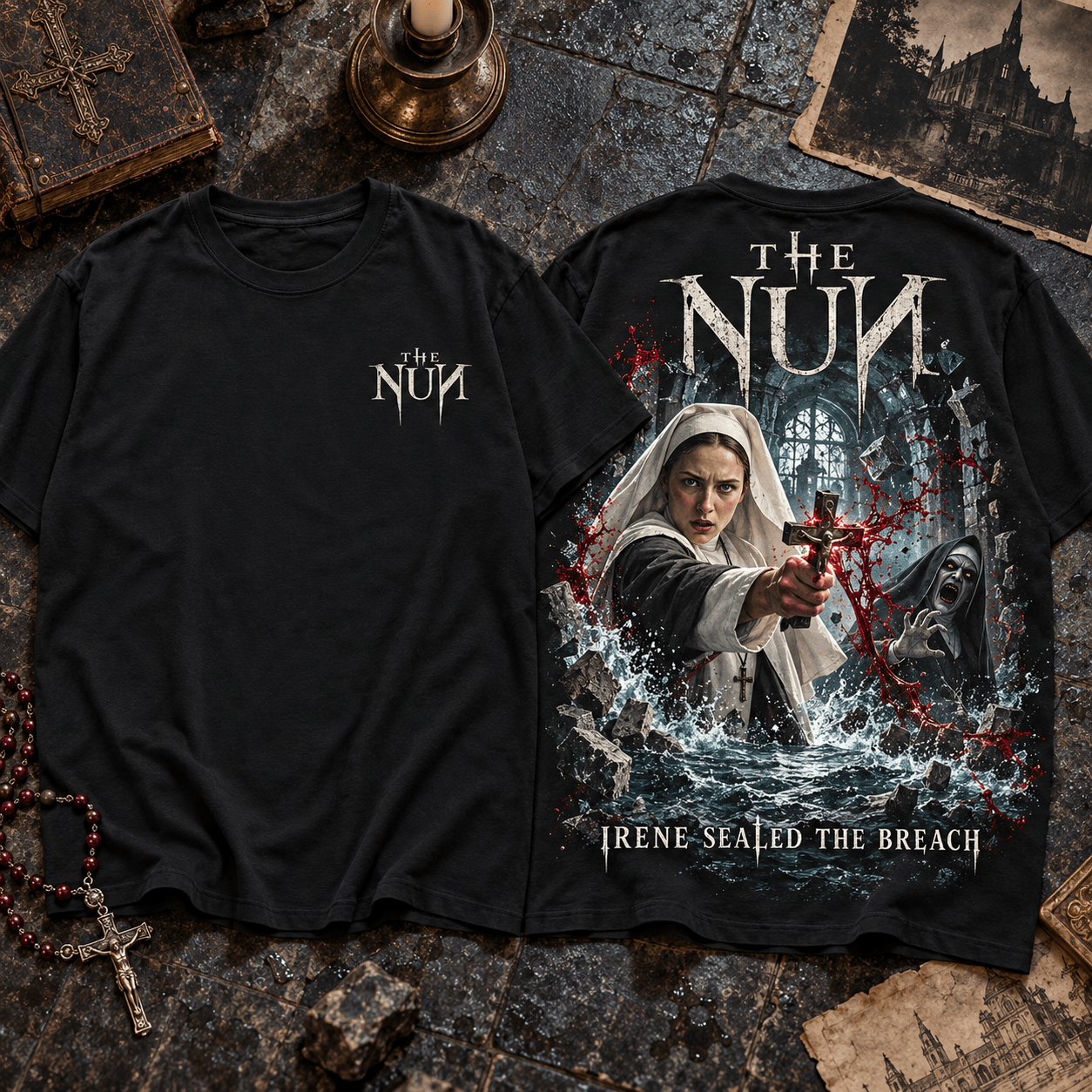 The Nun Movie Sister Irene Sealed The Breach Dark Horror Graphic T-Shirt The Nun Movie Sister Irene Sealed The Breach Dark Horror Graphic T-Shirt