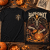 Baphomet Occult Jack O Lantern Flaming Torch Dark Halloween Graphic T-Shirt