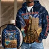 Iron Maiden Eddie Album Covers Heavy Metal Rock Band 3D Graphic Unisex Waffle Zip Up Hoodie