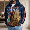 Iron Maiden Eddie Album Covers Heavy Metal Rock Band 3D Graphic Unisex Waffle Zip Up Hoodie