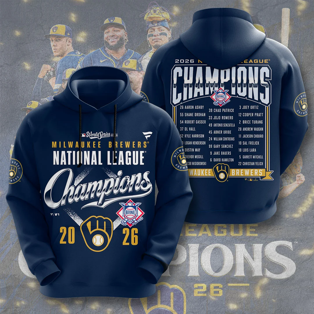 Milwaukee Brewers 2026 National League Champions Commemorative Roster Graphic 3D T-Shirt