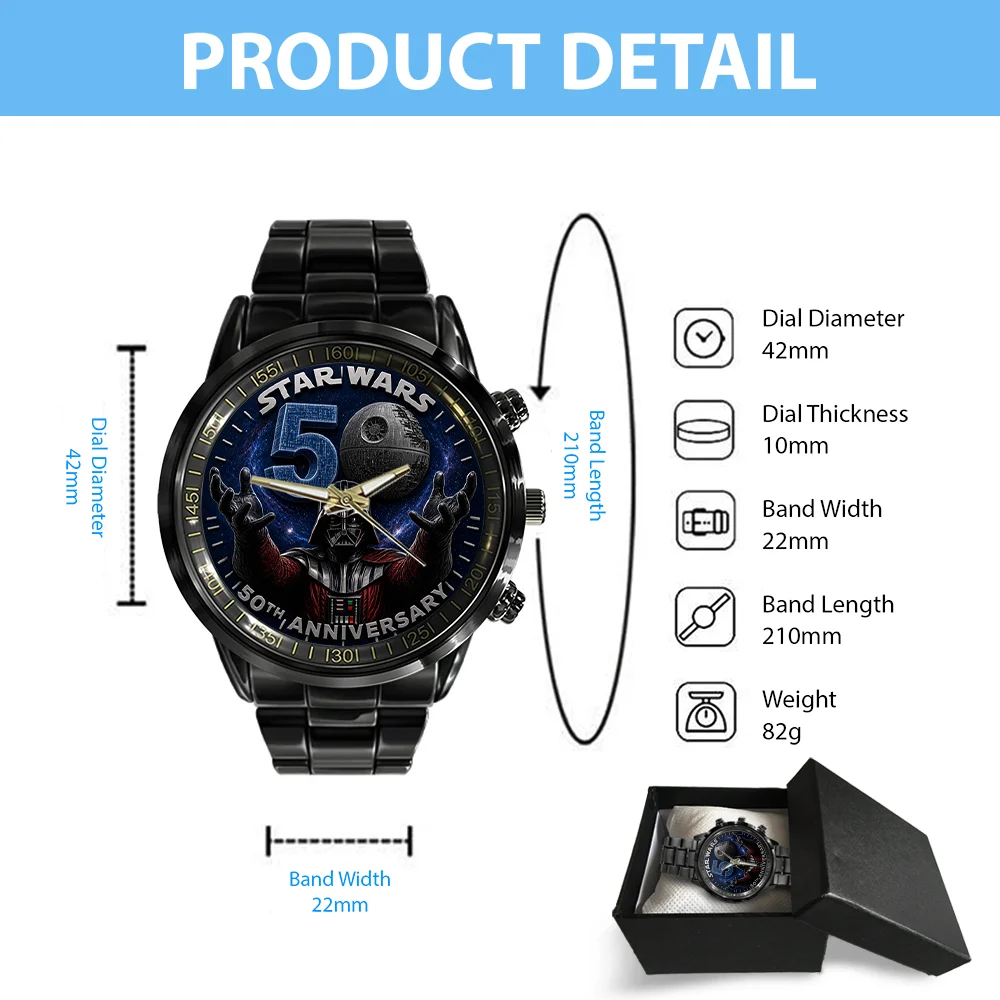 Star Wars 50th Anniversary Darth Vader Commemorative Black Stainless Steel Watch Star Wars 50th Anniversary Darth Vader Commemorative Black Stainless Steel Watch