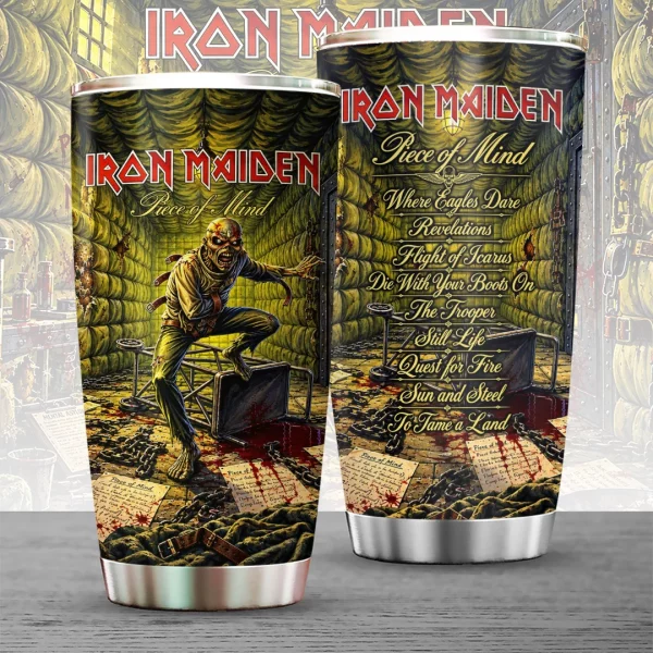 Iron Maiden Piece Of Mind Heavy Metal Band Album Art Insulated Stainless Steel Tumbler Cup